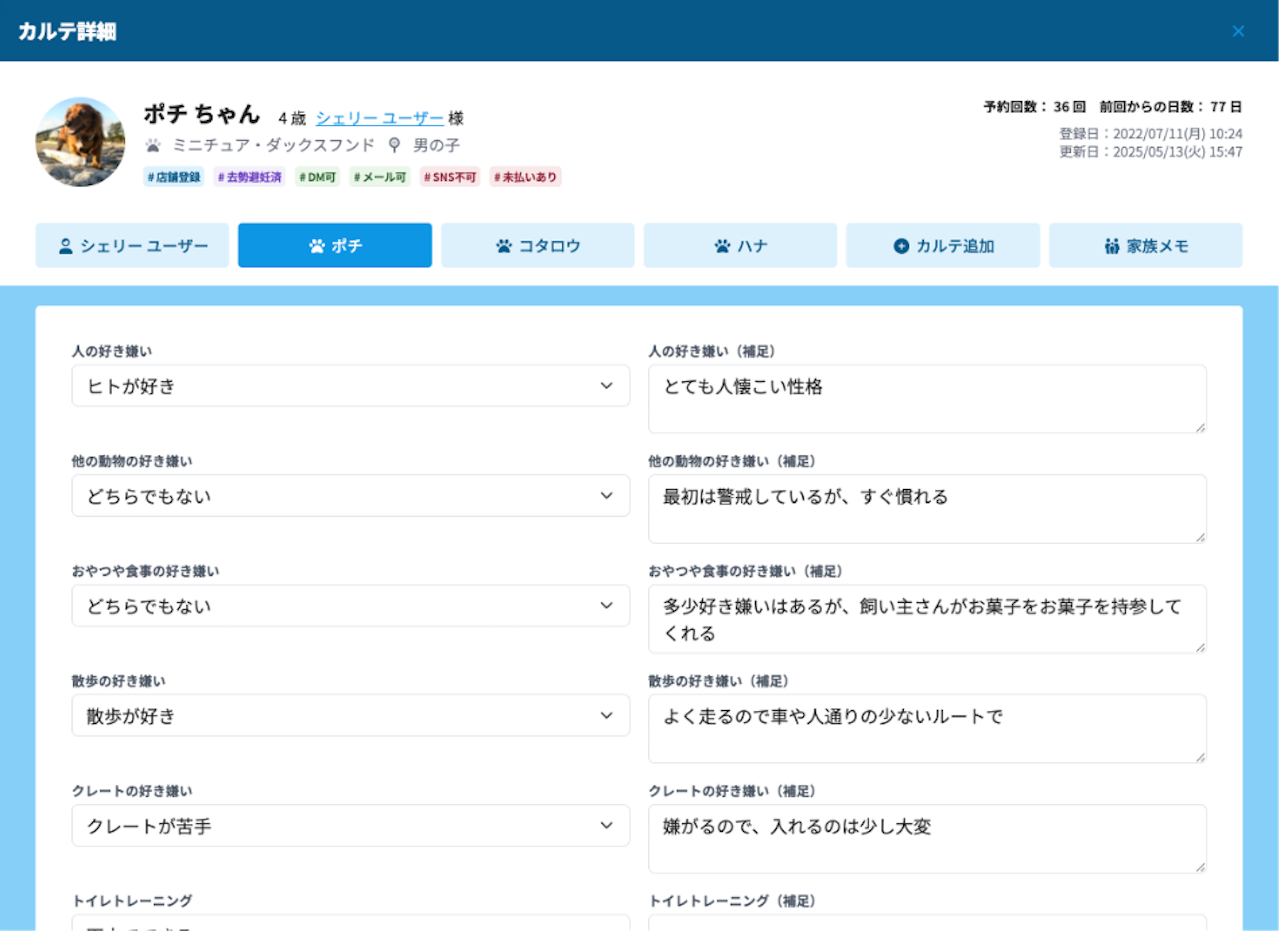 ペットサロンでの省力化と入力の効率化