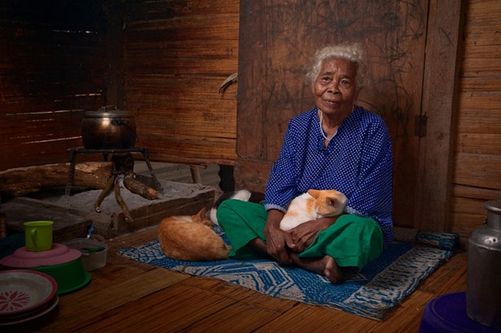 grandma and cat