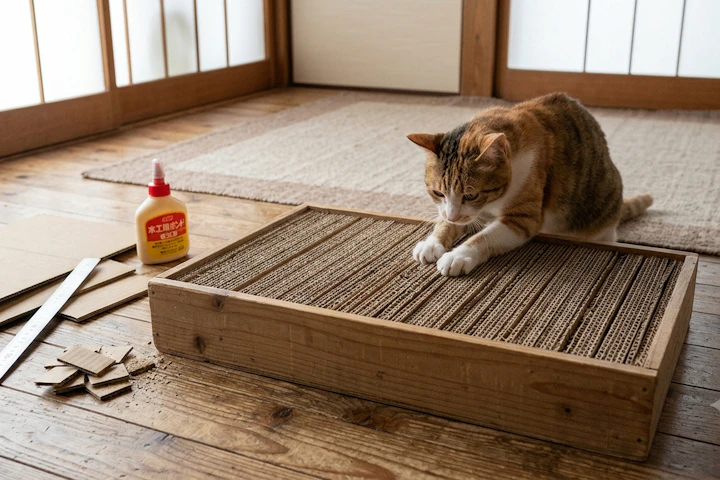 猫,手作り,DIY,爪とぎ,キャットハウス,ベッド